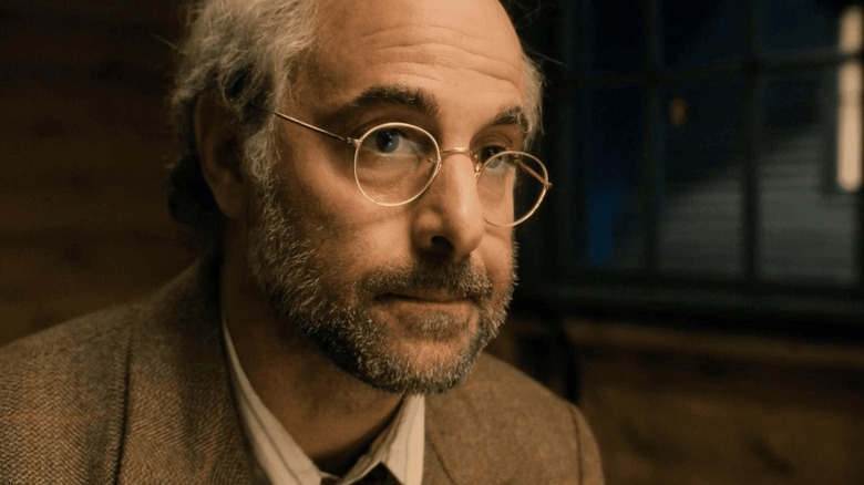 Stanley Tucci as Dr. Erskine, a friend of Captain America, in close-up