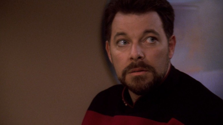 Riker, looking concerned on Star Trek: The Next Generation