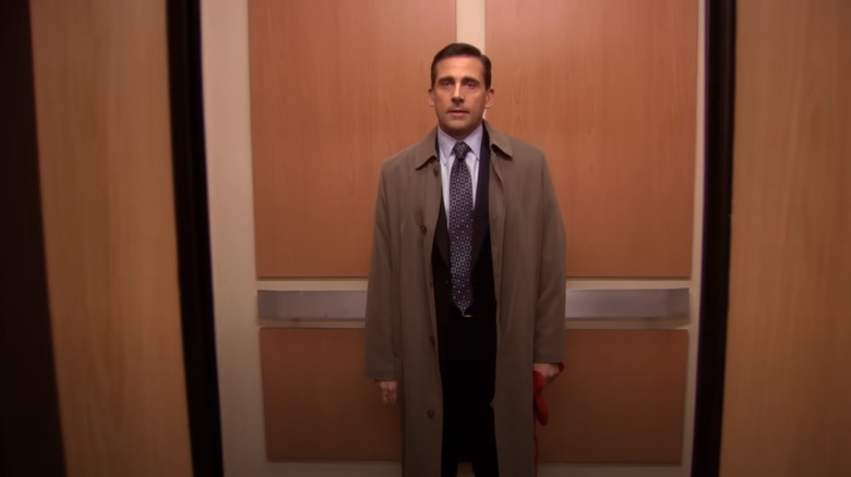 Michael Scott in the elevator about to close on The Office