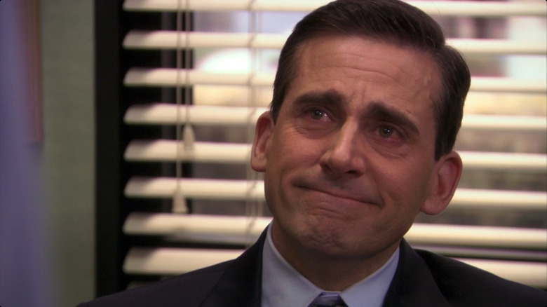 Steve Carell as Michael Scott crying on The Office