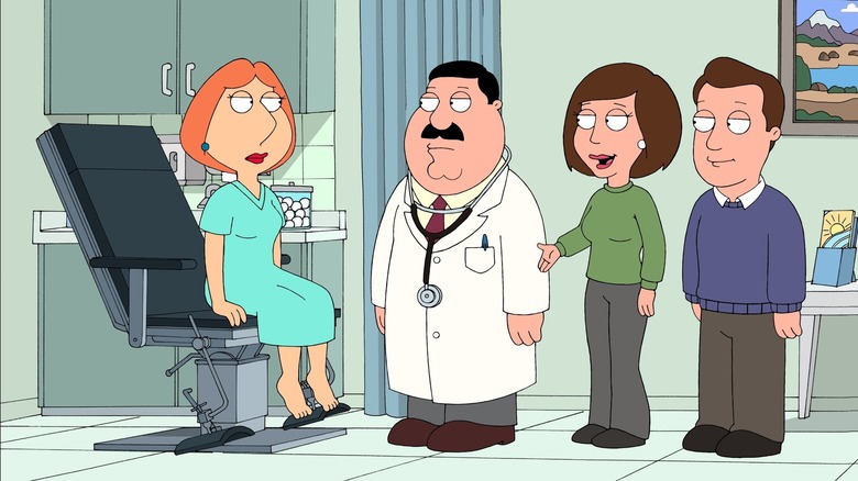 Lois Griffin at the doctors office on Family Guy