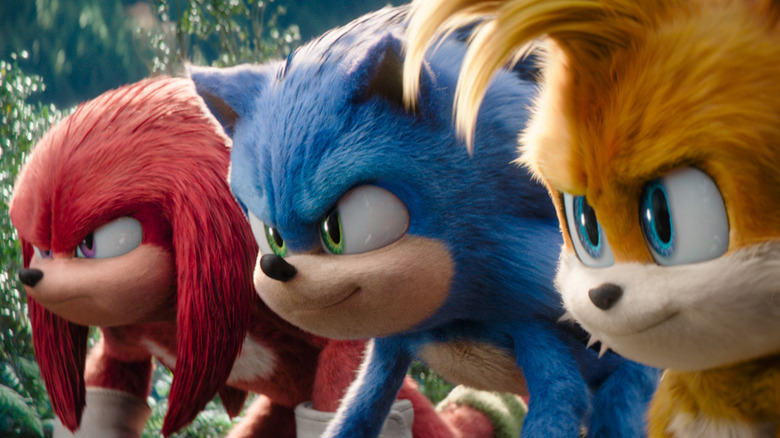 Knuckles, Sonic, and Tails getting ready to race in Sonic the Hedgehog 3