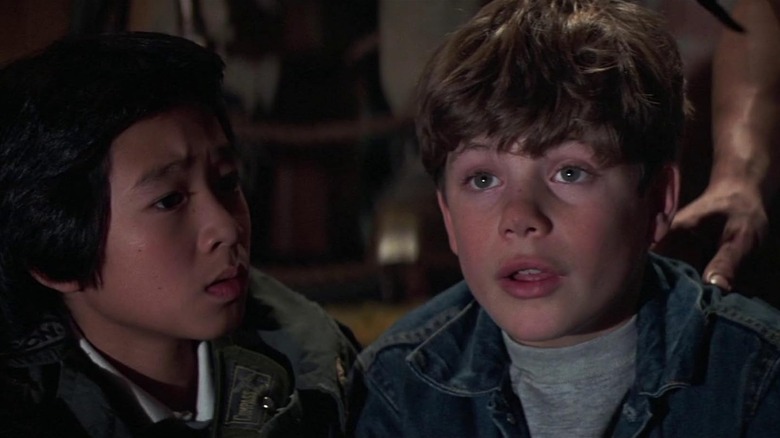 Data and Mikey looking amazed in The Goonies