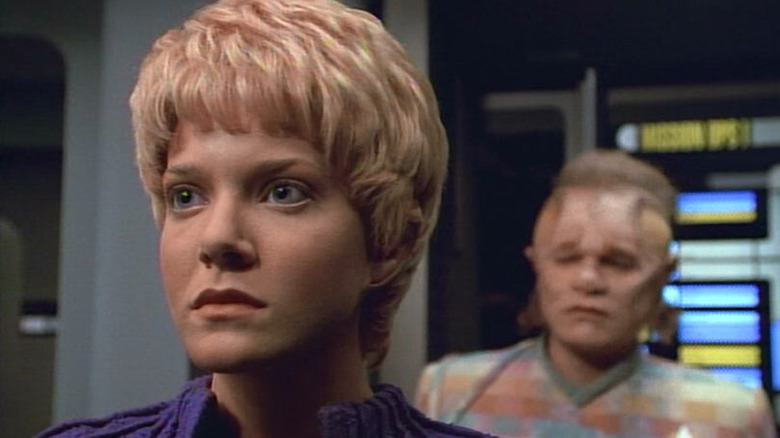 Jennifer Lien as Kes with Ethan Phillips as Neelix