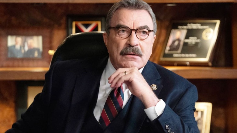 Tom Selleck looks stunned as Frank Reagan in Blue Bloods