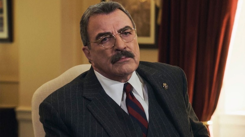 Tom Selleck as Frank Reagan looking serious in Blue Bloods