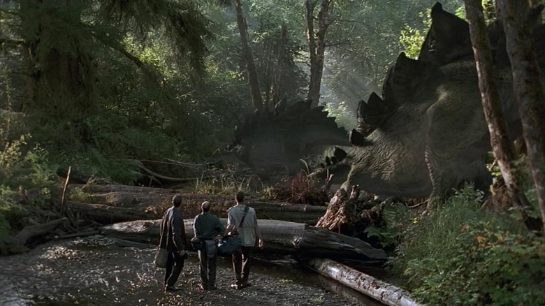 The Stegasaurus crossing through the creek in The Lost World: Jurassic Park