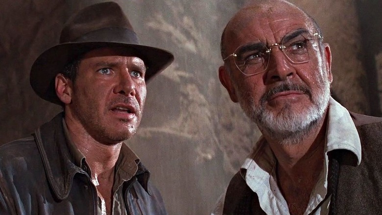Indiana Jones (Harrison Ford) and his father Henry Jones (Sean Connery)