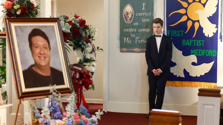 Sheldon at George Sr.'s funeral in Young Sheldon