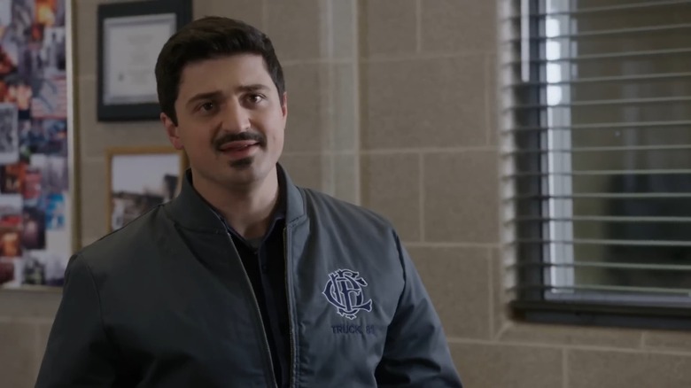 Yuri Sardarov's Otis speaks to someone offscreen in Chicago Fire