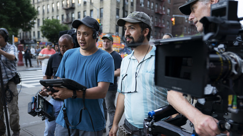 Jon Chu and Lin Manuel Miranda on thr set of In The Heights