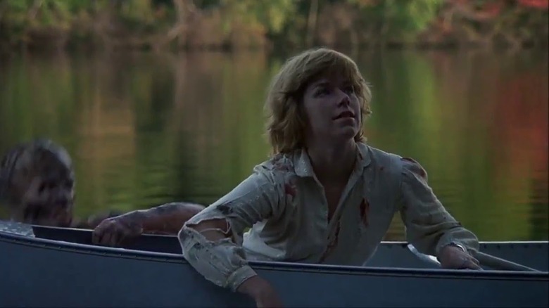 Alice in a canoe at the end of Friday the 13th