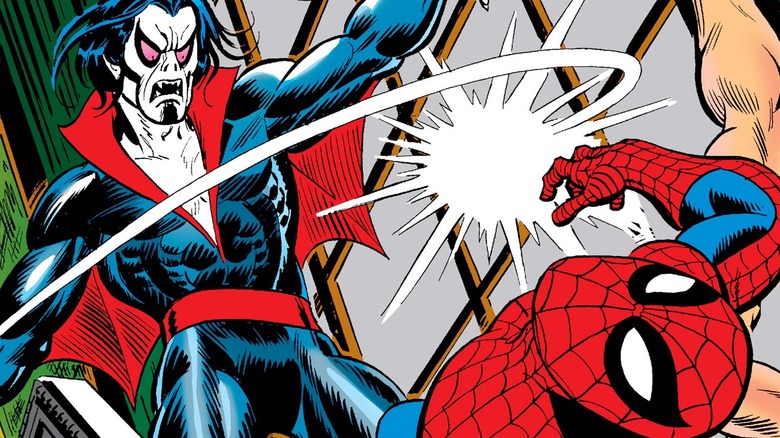 Morbius slapping Spider-Man 