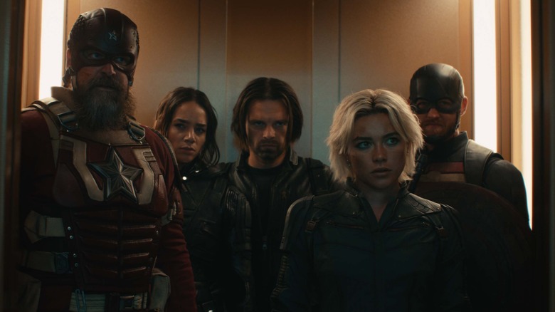 Florence Pugh, Sebastian Stan, David Harbour, Hannah John-Kamen, and Wyatt Russell in Thunderbolts*