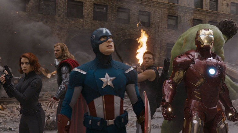 The Avengers assemble shot