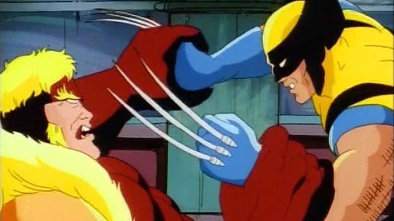 Dentes de Sabre e Wolverine lutam contra X-Men, a série animada