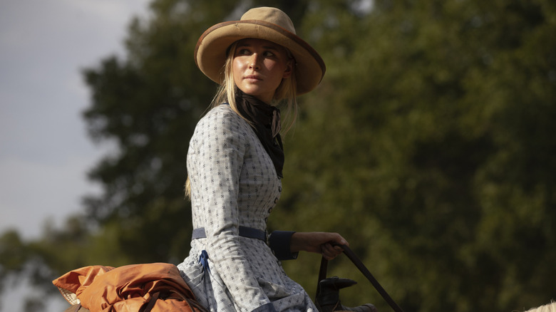 Elsa on horseback looking back in 1883