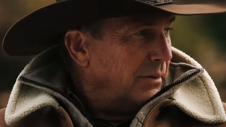 Kevin Costner's John Dutton III looks off into the distance in Yellowstone