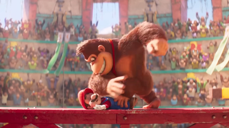 Mario and Donkey Kong in The Super Mario Bros. Movie