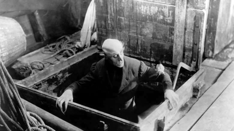 Count Orlok emerging from the ship's hull in Nosferatu (1922)