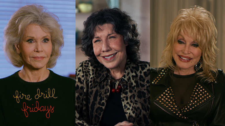 Jane Fonda, Lily Tomlin, Dolly Parton, em Ainda trabalhando das 9 às 5