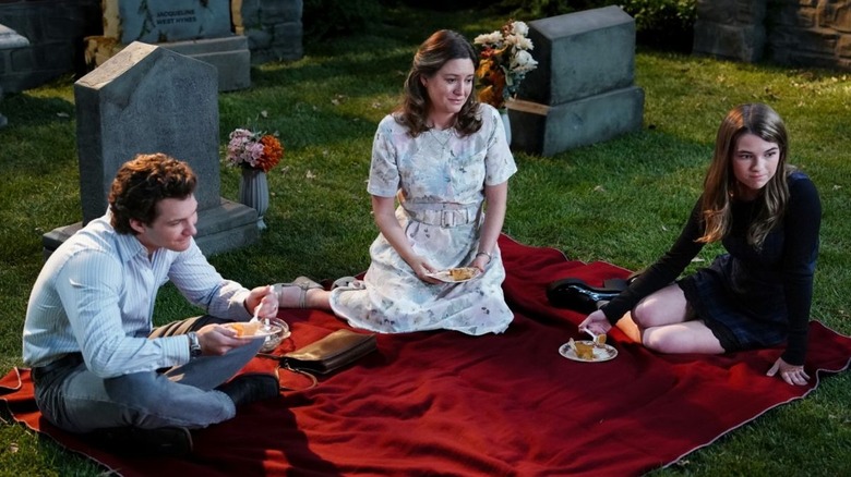 George and Mandy's First marriage, Georgie, Mary, Missy sitting by George Sr.'s grave