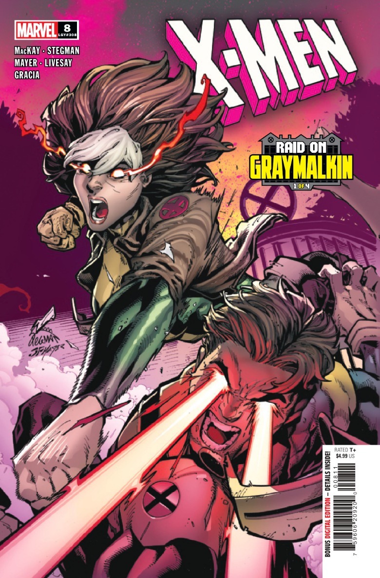 Portada de X-Men #8 Rogue golpea a Cyclops