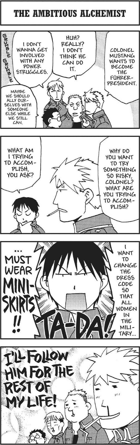 Fullmetal Alchemist Roy Mustang mini skirts omake