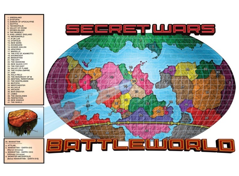 Secret Wars 2015 Battleworld map