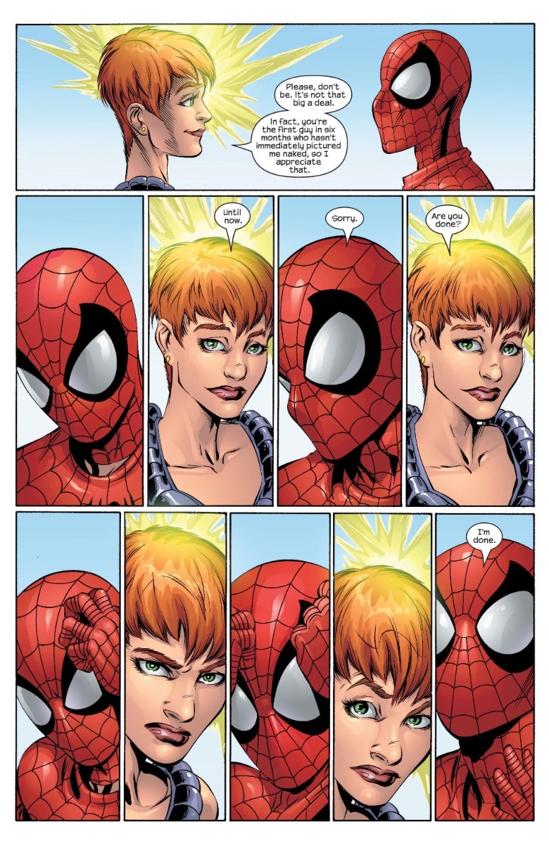 Final Spiderman Peter Parker represents how Jean Gray Naked when she reads his thoughts