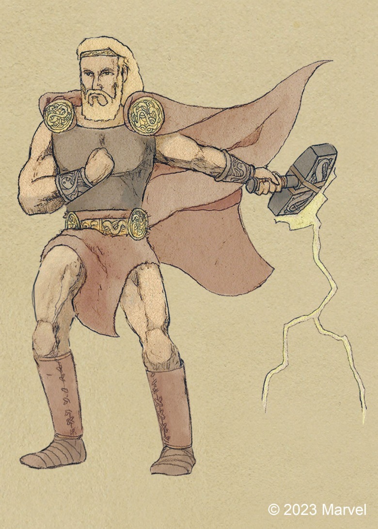 Ilustração do livro de mitologia nórdica de Thor do livro A Arte de Thor