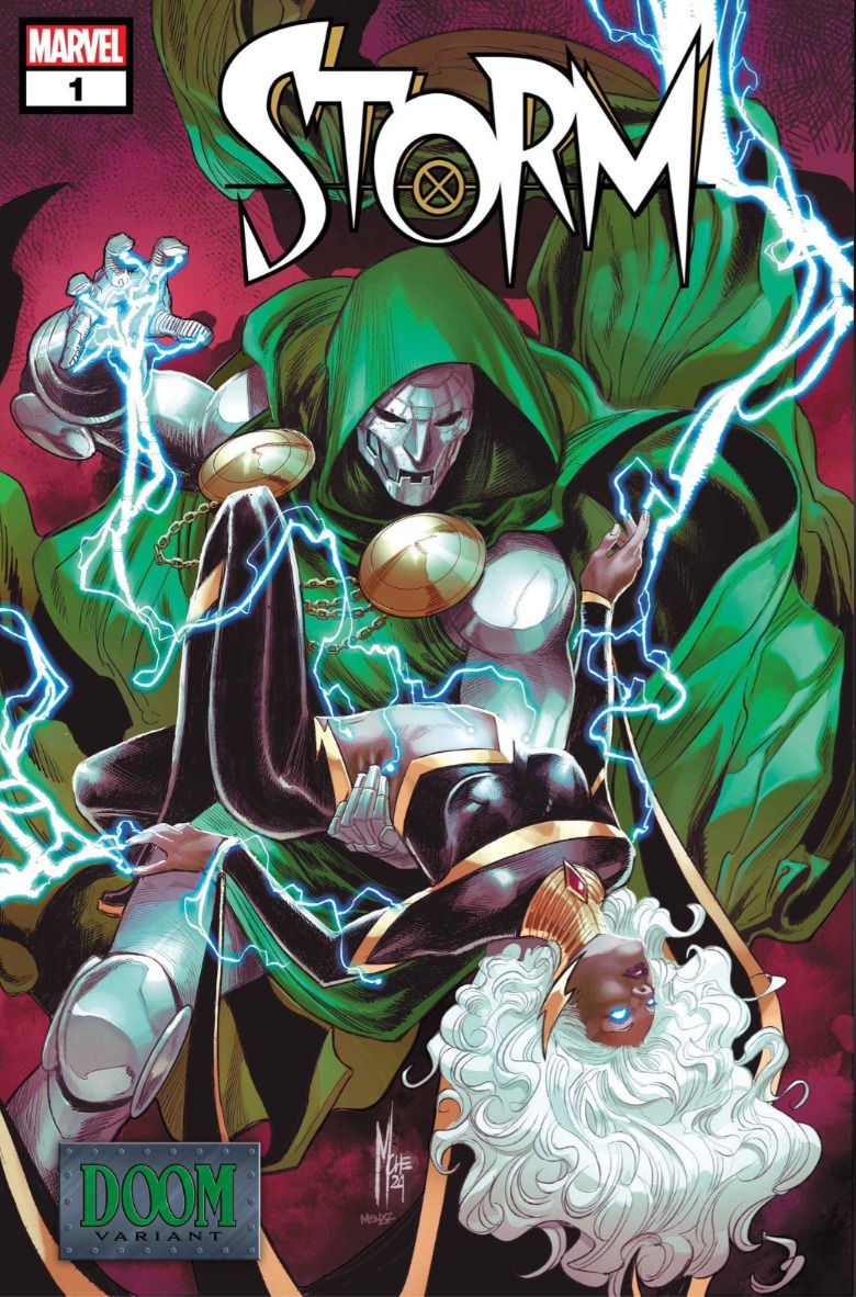 Storm #1 Doctor Doom holding Storm and draining her power