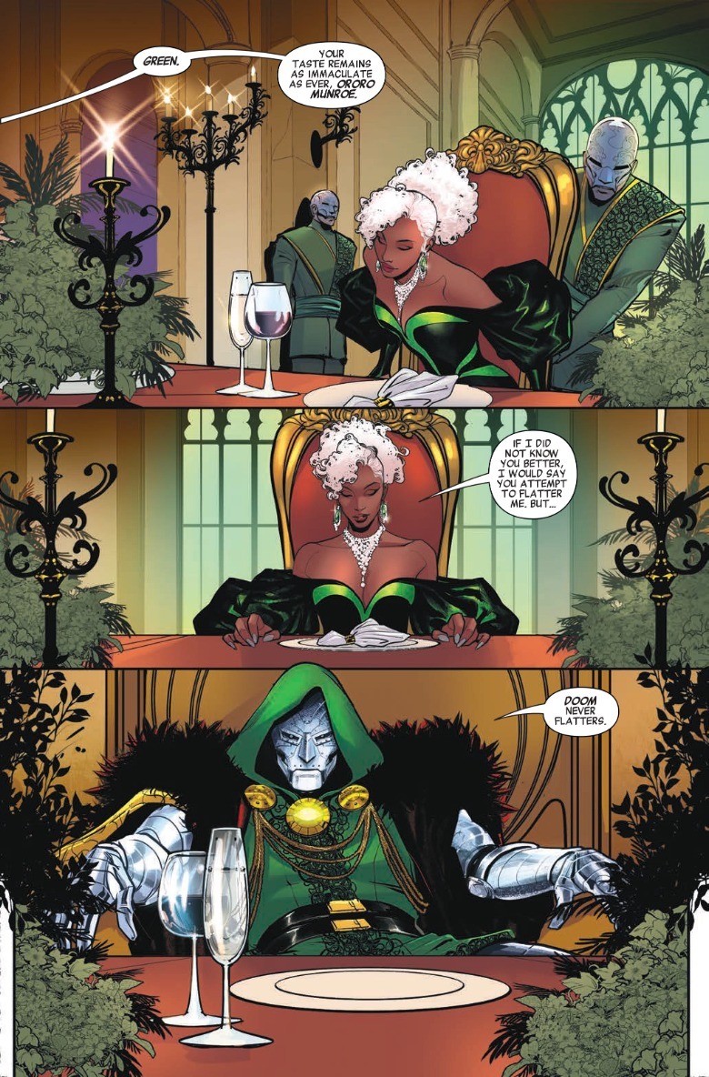 Tormenta #4 Página 3 Doctor Doom y Storm están cenando