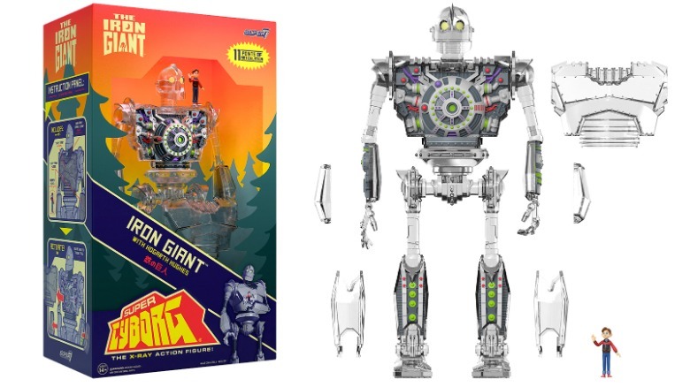 Iron Giant Super Cyborg X-Ray Action Figure box and disassembled