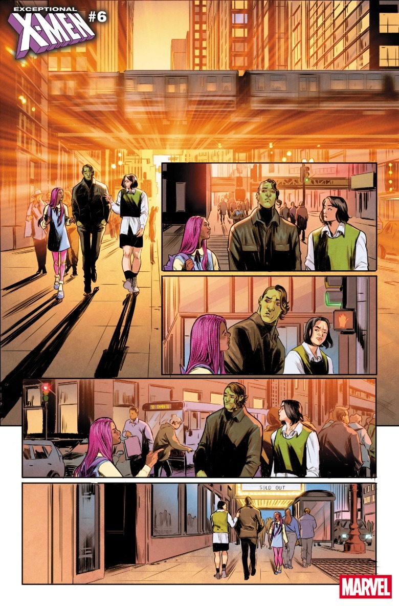 Exceptional X-Men #6 Bronze Melee Axo walking at sunset