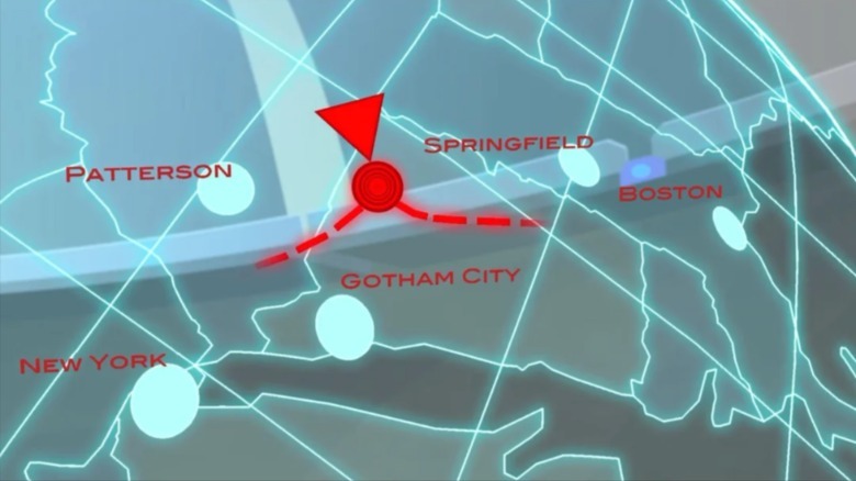 Mapa de Young Justice que muestra Gotham City en Connecticut